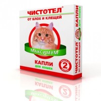 Чистотел МАКСИМУМ капли от блох и клещей для кошек (2 пипетки)