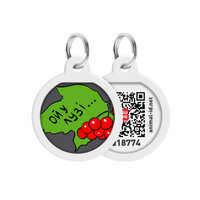 Адресник для собак і котів металевий Waudog smart id з qr паспортом, малюнок "Калина", коло