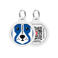 Адресник для собак і котів металевий Waudog smart id з qr паспортом, малюнок "Патрон", коло