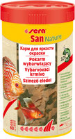Sera San Nature корм для покращення кольору всіх декоративних риб. Пластівці