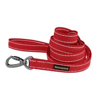Поводок для собак Bronzedog Сotton рефлекторный х/б брезент красный