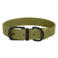 Нашийник для Собак Шкіряний BronzeDog Premium з Металевою Фурнітурою Оливковий