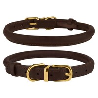 Нашийник для Собак Круглий Шкіряний BronzeDog Premium Crazy Темно-Коричневий