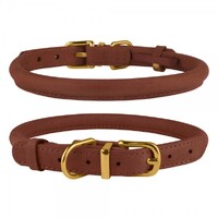 Нашийник для Собак Круглий Шкіряний BronzeDog Premium Crazy Коньячний