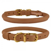 Нашийник для Собак Круглий Шкіряний BronzeDog Premium Crazy Світло-Коричневий