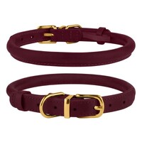 Нашийник для Собак Круглий Шкіряний BronzeDog Premium Crazy Бордовий