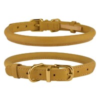 Нашийник для Собак Круглий Шкіряний BronzeDog Premium Crazy Гірчичний