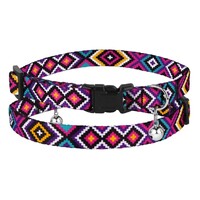 Нашийник для Котів BronzeDog Urban Гуцульський Нейлоновий з Пластиковою Пряжкою та Дзвіночком Фіолетовий