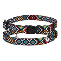 Нашийник для Котів BronzeDog Urban Гуцульський Нейлоновий з Пластиковою Пряжкою та Дзвіночком Ментол