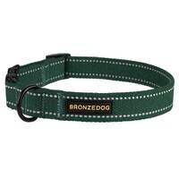 Нашийник для Собак Bronzedog Сotton Рефлекторний х/б Брезент c Металевою Пряжкою Темно-зелений