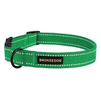 Нашийник для Собак Bronzedog Сotton Рефлекторний х/б Брезент c Металевою Пряжкою Світло-зелений