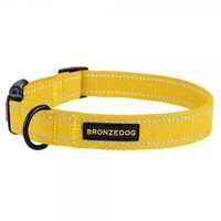 Нашийник для Собак Bronzedog Сotton Рефлекторний х/б Брезент c Металевою Пряжкою Жовтий